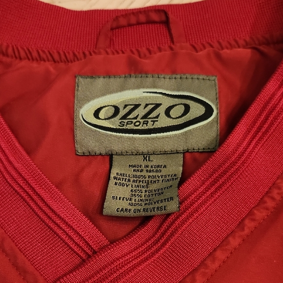 Ozzo Sport Men's V-Neck Lined Red Athletic Windbreaker Size XL - Picture 2 of 6